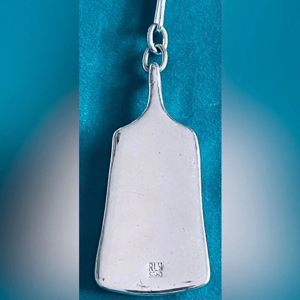 RLM SOHO SILVER PAPER CLIP NECKLACE SEMI PRECIOUS MOSAIC TURQUOISE PENDANT/ RARE - Picture 5 of 6